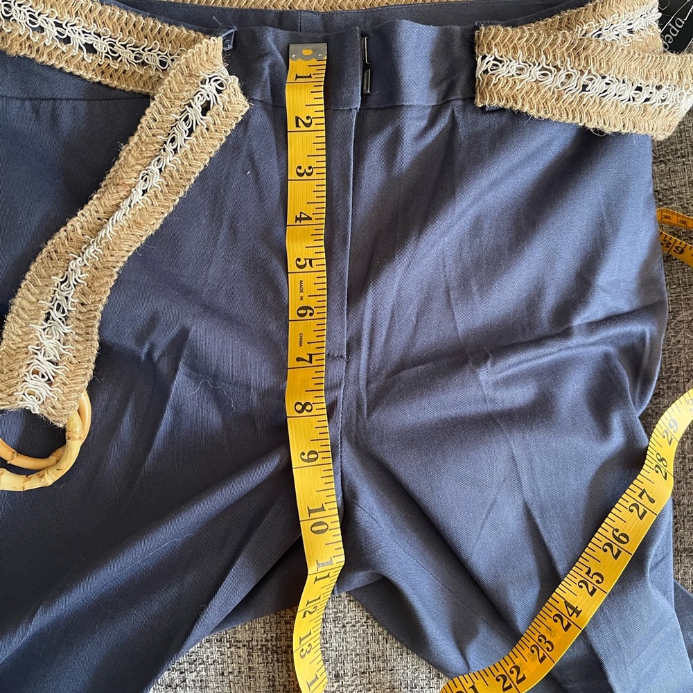 NWT Briggs New York Blue Ankle Cropped Pants With Belt Classic Style - Picture 7 of 9
